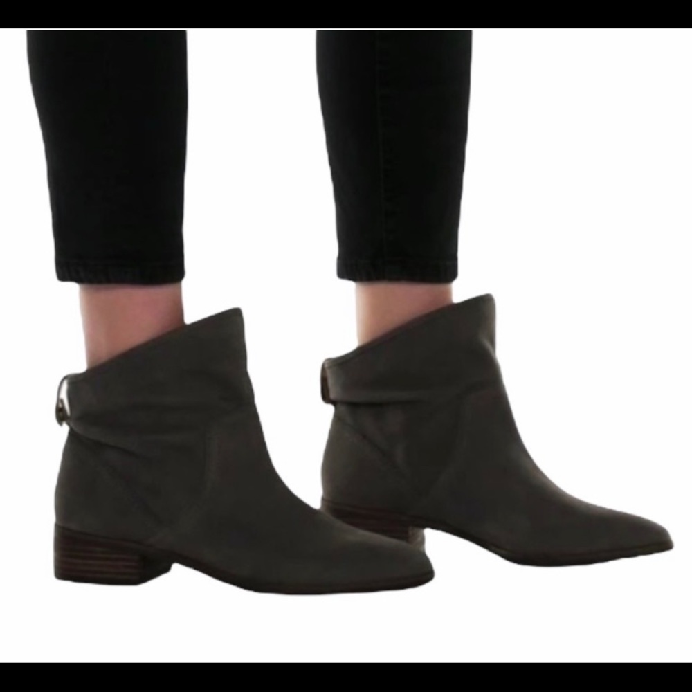 Lucky Brand Lollin Leather Suede Black Slouchy Bootie Boho Country 8